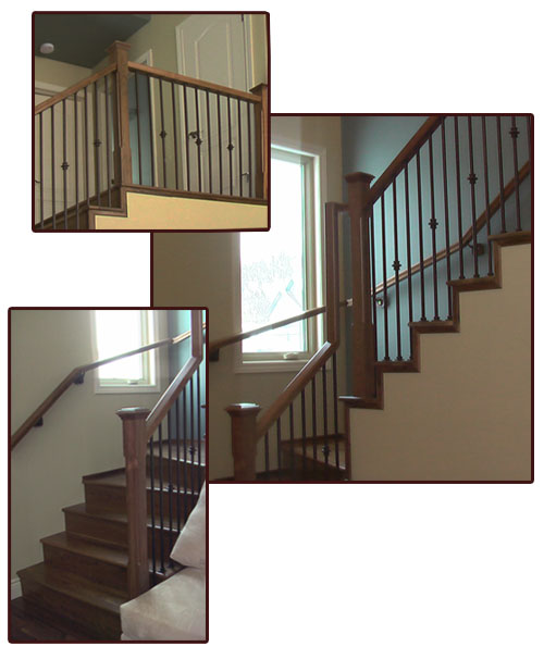 walnut hardwood stair treads and railings, sudbury ontario