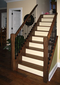 maple stair treads, black metal spindles, sudbury ontario