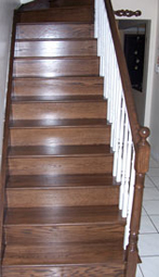 Oak stair treads stained walnut colour