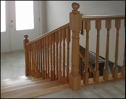 Colonial Wood spindles and balusters for interior handrailing