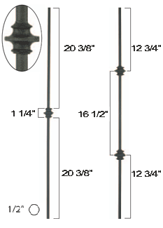 wrought iron spindles, round with round decoration